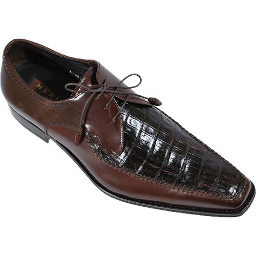 Mezlan "13438" Brown Genuine Crocodile / Lambskin Leather Shoes